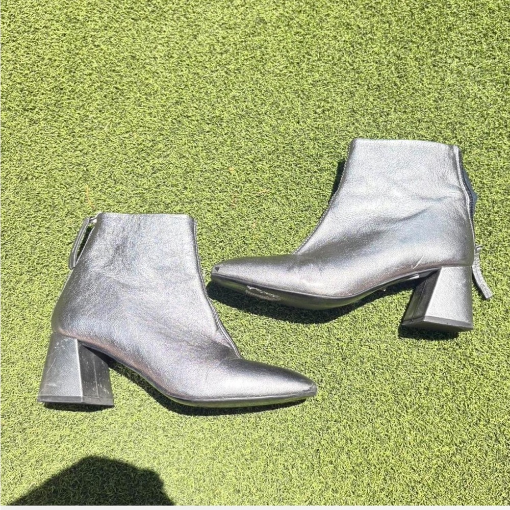 Women's Silver Ankle Disco Boots